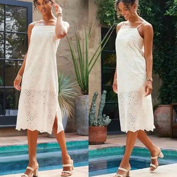 KAREN KANE Eyelet Embroidered Cotton Midi Sundress 
Ivory - Picture 9 of 14